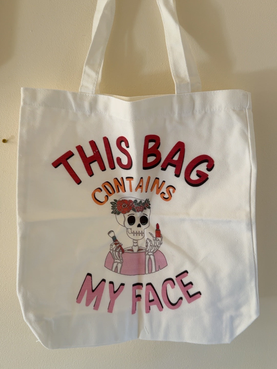 This bag contains my face Halloween tote bag