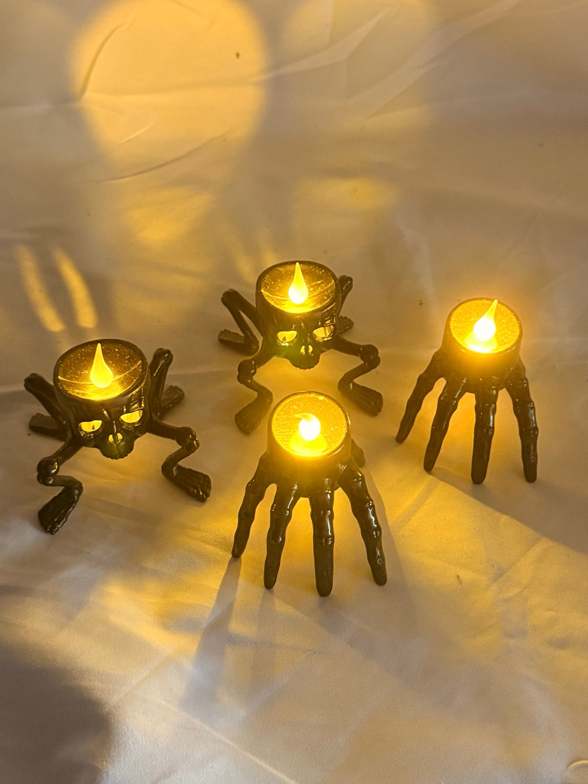 Halloween light up skull and hand decorations set