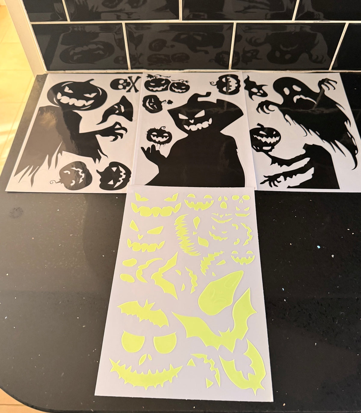 Halloween window sticker pack of 4 sheets including glow in the dark sheet