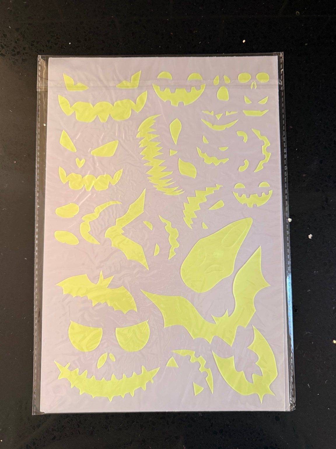 Glow in the dark Halloween window sticker sheet