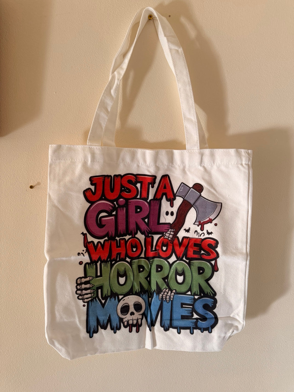 Halloween horror movie tote bag front